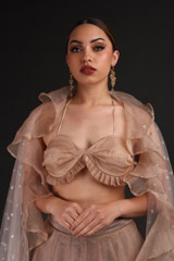 Bronze Organza Ruffled LehengaIMG_0858 copy